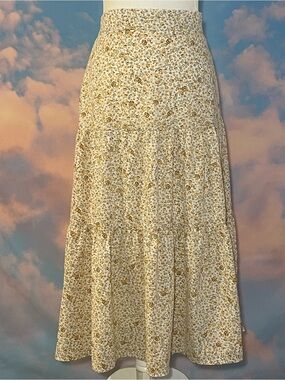 Darling Yellow/Cream Ditsy Floral Tiered Midi Skirt (final priced/as is)